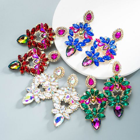 Nihaojewelry Wholesale Jewelry Alloy Colorful Diamond Water Drop Earrings