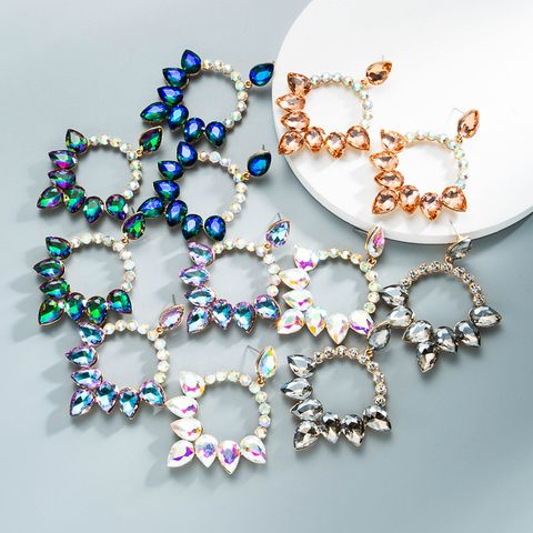 Wholesale Jewelry New Multi-layer Drop-shaped Glass Diamond-studded Earrings Nihaojewelry