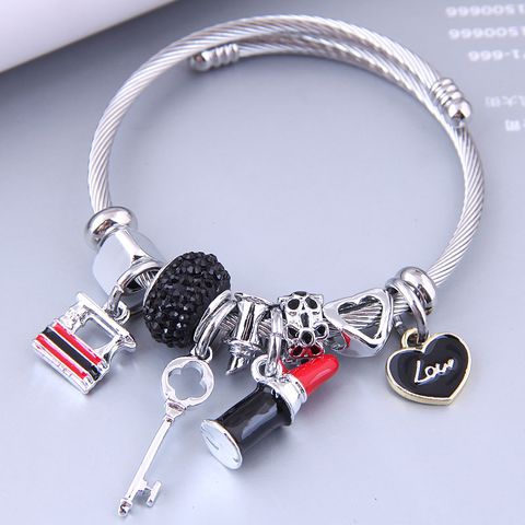 Nihaojewelry Wholesale Jewelry Simple Heart Lock Lipstick Multi-element Pendant Bracelet