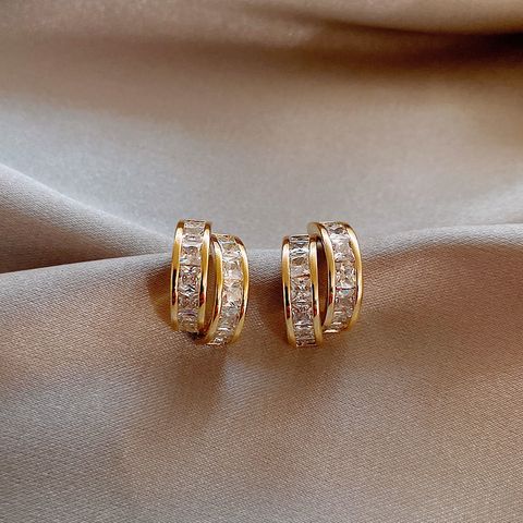 New Korean Ol C-shaped Diamond Earrings Wholesale Nihaojewelry