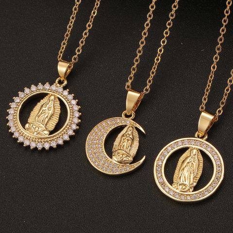 New 18k Gold Virgin Mary Pendant Copper Necklace Wholesale Nihaojewelry