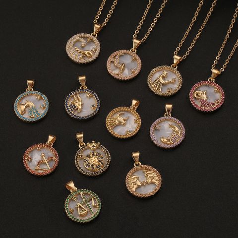 New Fashion Fritillary Twelve Constellation Pendant Necklace Wholesale Nihaojewelry