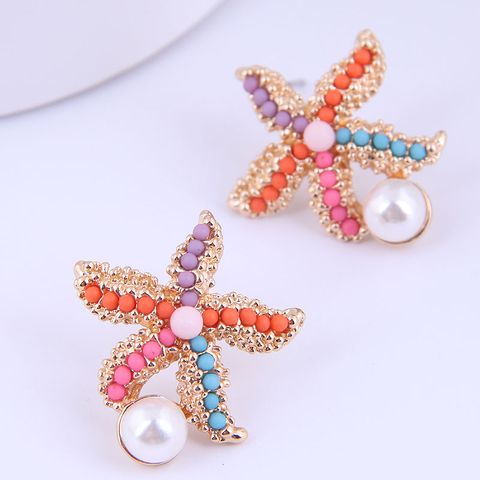 Simple Starfish Color Rice Beads Earrings Wholesale Nihaojewelry