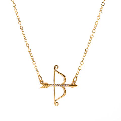 Wholesale Jewelry Cupid's Arrow Pendant Copper Inlaid Zircon Necklace Nihaojewelry