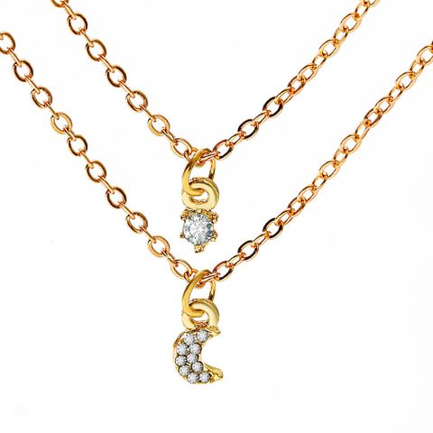 Wholesale Jewelry Star Moon Diamond-studded Pendant Multilayer Necklace Nihaojewelry