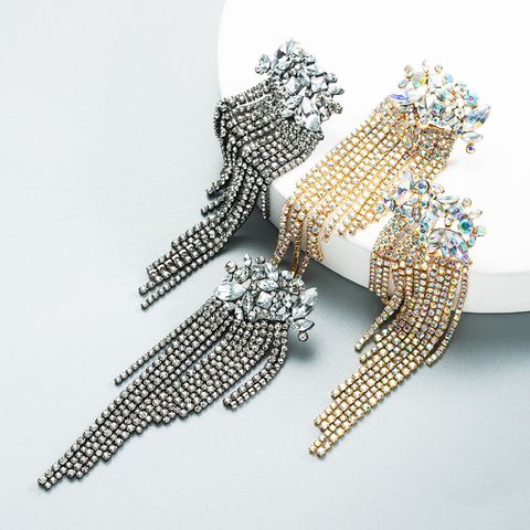 Fashion Full Diamond Claw Chain Tassel Long Earrings Wholesale Nihaojewelry