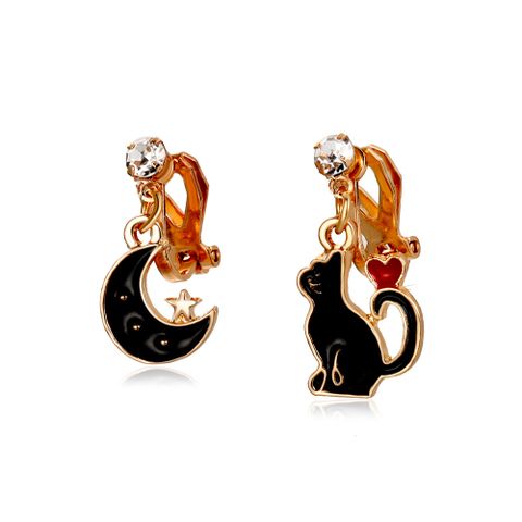 Cartoon Cherry Cat Banana Flower Heart Red Rhinestone Bow Earrings Wholesale Jewelry Nihaojewelry