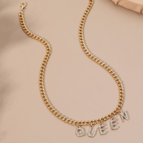 Wholesale Jewelry Letter Diamond-studded Pendant Necklace Nihaojewelry