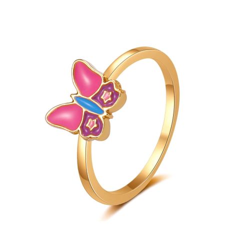 Wholesale Jewelry Cute Dripping Oil Butterfly Mushroom Rainbow Ring Nihaojewelry