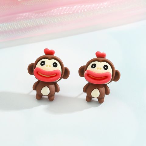 Cartoon Frog Monkey Resin Animal Earrings Wholesale Nihaojewelry