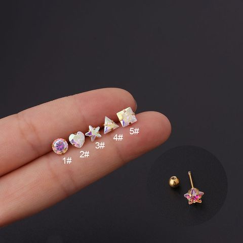 Ear Cartilage Rings & Studs Simple Style Geometric 316 Stainless Steel  Plating