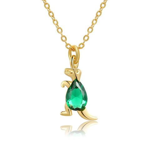 18k Popular Small Animal Element Dinosaur Inlaid Zircon Copper Necklace Wholesale Nihaojewelry