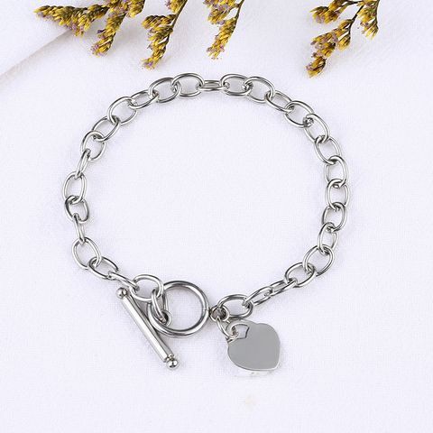Simple Style Heart Stainless Steel No Inlaid Bracelets