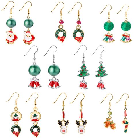 Christmas Elk Christmas Tree Cartoon Bell Santa Claus Earrings Wholesale Nihaojewelry