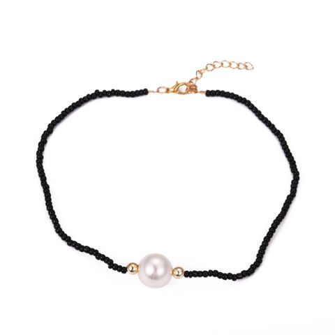 New Bohemian Black Miyuki Beads Braided Pearl Necklace Wholesale Nihaojewelry