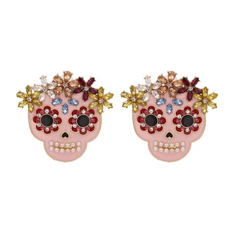 Wholesale Creative Halloween Skull Color Diamond Stud Earrings Nihaojewelry