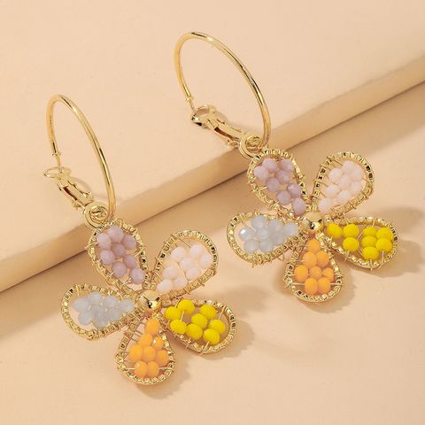 Wholesale Fashion Candy Color Handmade Beads Five-petal Flower Earrings Nihaojewelry