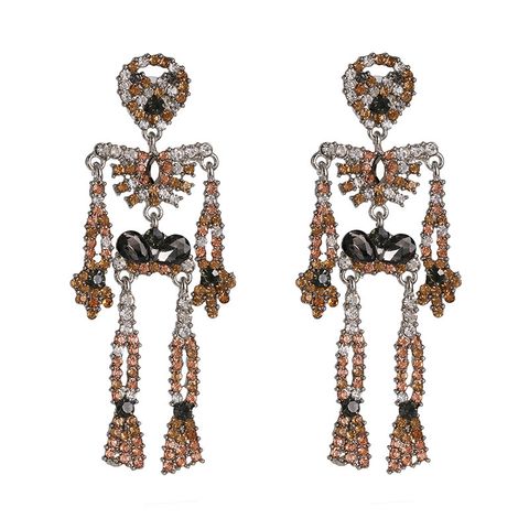 Fashion Skeleton Diamond Alloy Acrylic Earrings Ear Studs