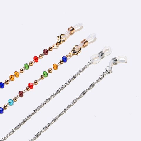 Retro Two-piece Copper Color Crystal Water Wave Glasses Chain Wholesale Nihaojewelry
