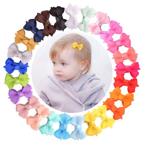 New Solid Color Bow Baby's Hair Clip Set Wholesale Nihaojewelry