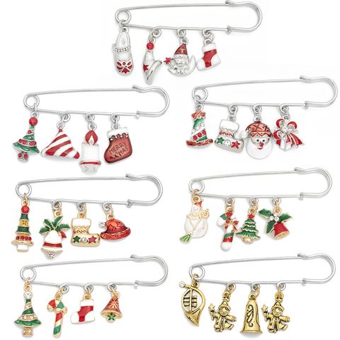 Wholesale Jewelry Christmas Tree Santa Claus Dripping Oil Pendant Brooch Nihaojewelry