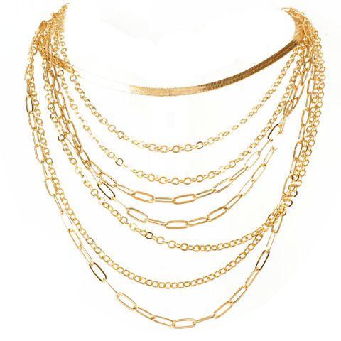 Retro Multi-layer Geometric Chain Necklace Wholesale Nihaojewelry