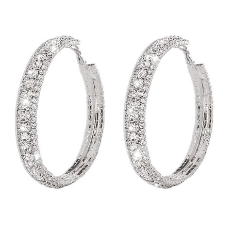Simple Full Diamond Geometric Hoop Earrings Wholesale Nihaojewelry