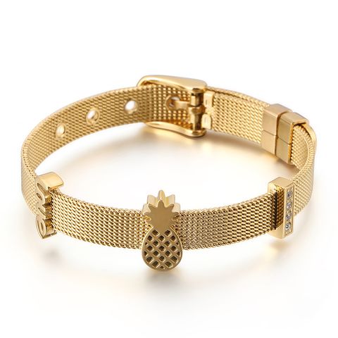 Fashion Flower Titanium Steel 18K Gold Plated Bracelets In Bulk