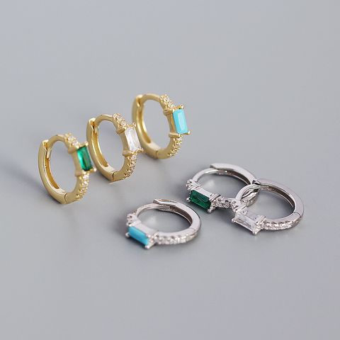 Boucles D&#39;oreilles Zircon Rectangulaires En Argent S925 En Gros Nihaojewelry