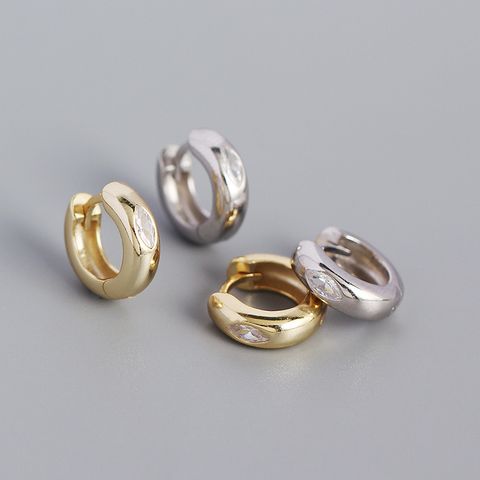 S925 Silver Geometric Circle Horse Eye Zircon Earrings Wholesale Nihaojewelry