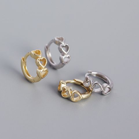 S925 Silver Hollow Heart-shaped Ear Clip Wholesale Hello Jewelry