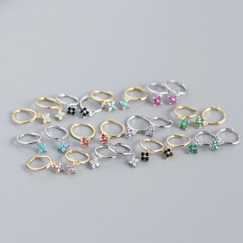 S925 Argent Sterling Géométrique Diamant Fleur Boucles D'oreilles En Gros Nihaojewelry
