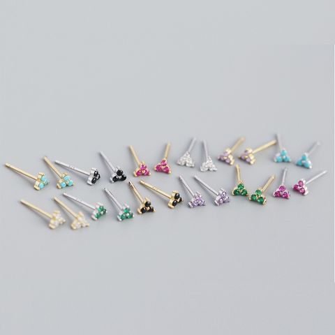 S925 Sterling Silver Geometric Clover Diamonds Earrings Wholesale Nihaojewelry