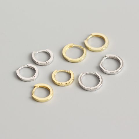1 Paire Style Simple Géométrique Cercle Placage Argent Sterling Des Boucles D'Oreilles