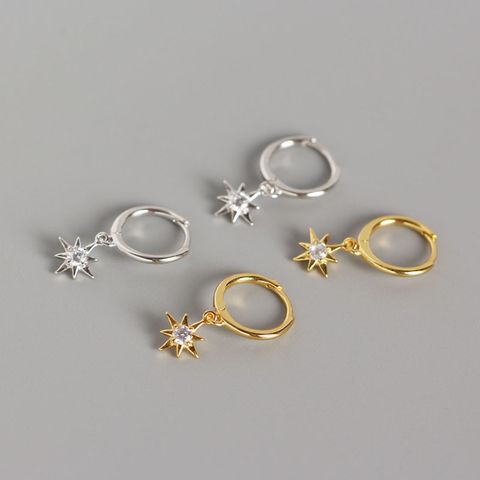 S925 Sterling Silver Octagonal Star Earrings Wholesale Nihaojewelry