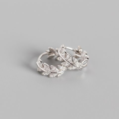 S925 Sterling Silver Olive Leaf Diamond Earrings Wholesale Nihaojewelry