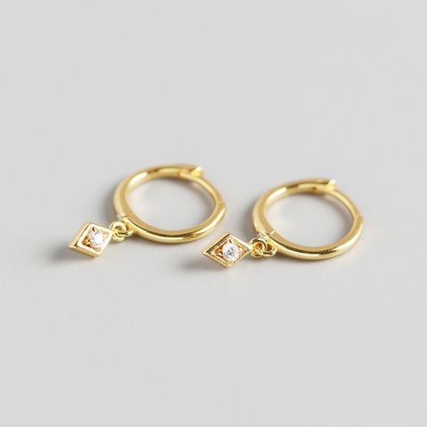 S925 Sterling Silver Geometric Diamond Earrings Wholesale Nihaojewelry