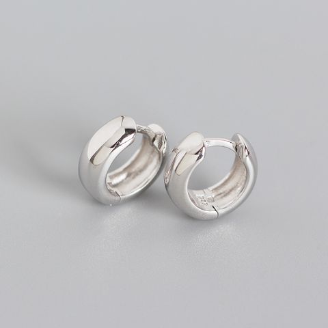 S925 Sterling Silver Geometric Smooth Round Earrings Wholesale Nihaojewelry