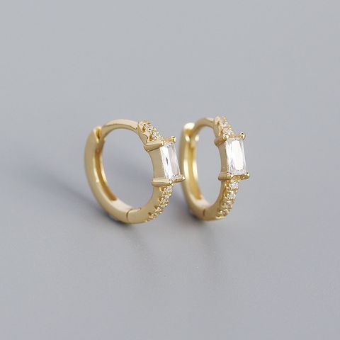 S925 Silver Rectangular Zircon Earrings Wholesale Nihaojewelry