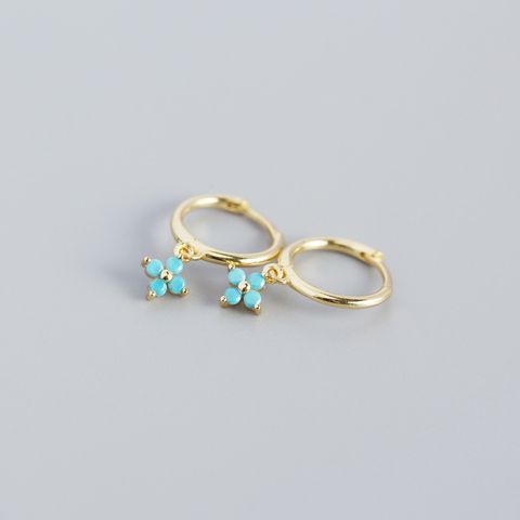 S925 Sterling Silver Geometric Diamond Flower Earrings Wholesale Nihaojewelry