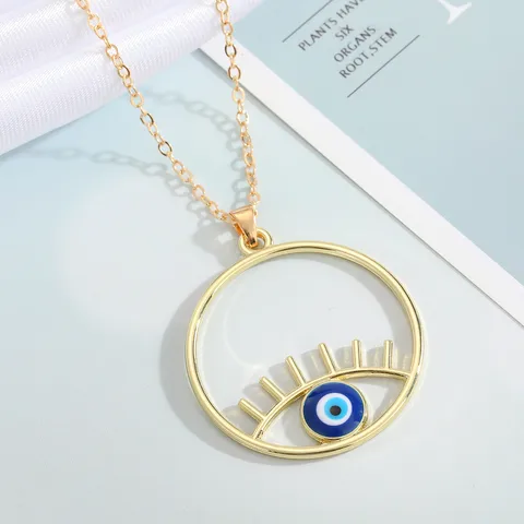 Turkey Blue Eye Pendant Alloy Diamond Necklace Wholesale Nihaojewelry