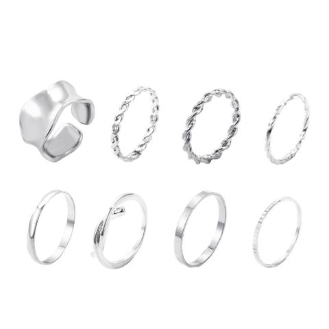 Cross-border New Arrival Metal Twist Ring Set European And American Minimalist Creative Geometric Ring 8-piece Set Ring Bracelet