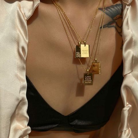 Europea Y Americana Ins Internet Celebrity Collar De Oro De 18 Quilates De Acero Inoxidable Collar De Texto Para Mujeres Moda Estilo De Moda Collar De Joyería