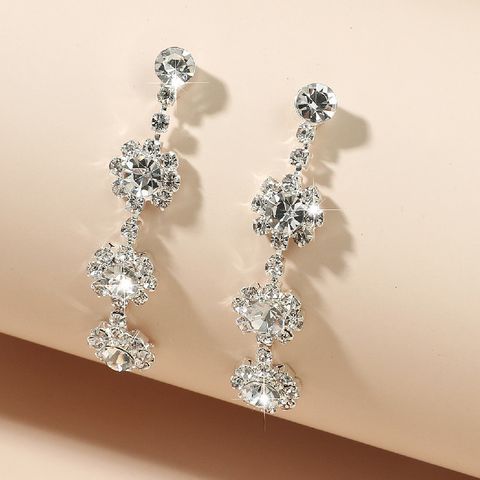 Korean Geometric Diamond Flower Long Earrings Wholesale Nihaojewelry
