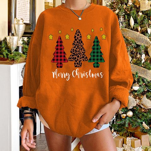 Rundhals Weihnachtsbaum Leopardenmuster Langarm Pullover Pullover Großhandel Nihaojewelry