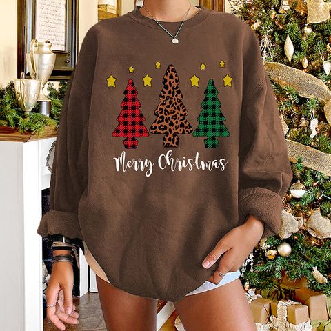 Round Neck Christmas Tree Leopard Print Long-sleeved Pullover Sweater Wholesale Nihaojewelry