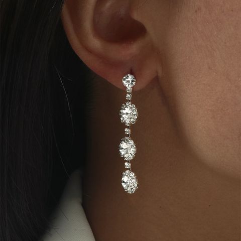 Fashion Geometric Rhinestone Long Earrings Wholesale Nihaojewelry