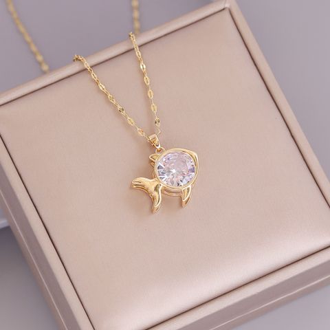 Fashion Fish 304 Stainless Steel Metal Plating 18K Gold Plated Women'S