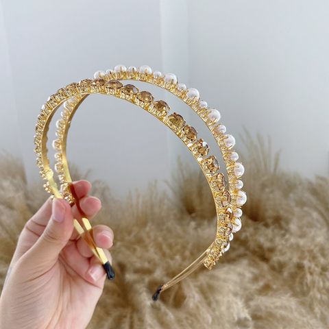Wholesale Baroque Rhinestone Pearls Alloy Thin Hair Band Nihaojewelry