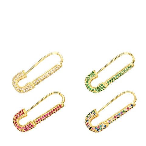 Wholesale Fashion Micro-inlaid Color Zircon Pin Copper Earrings Nihaojewelry
